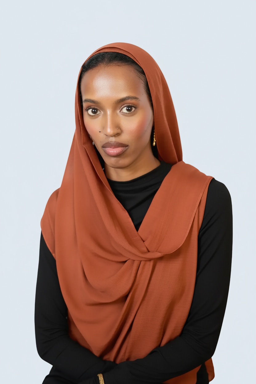 Rust Brown Plain Modal Hijab Dar-Al-Hayya
