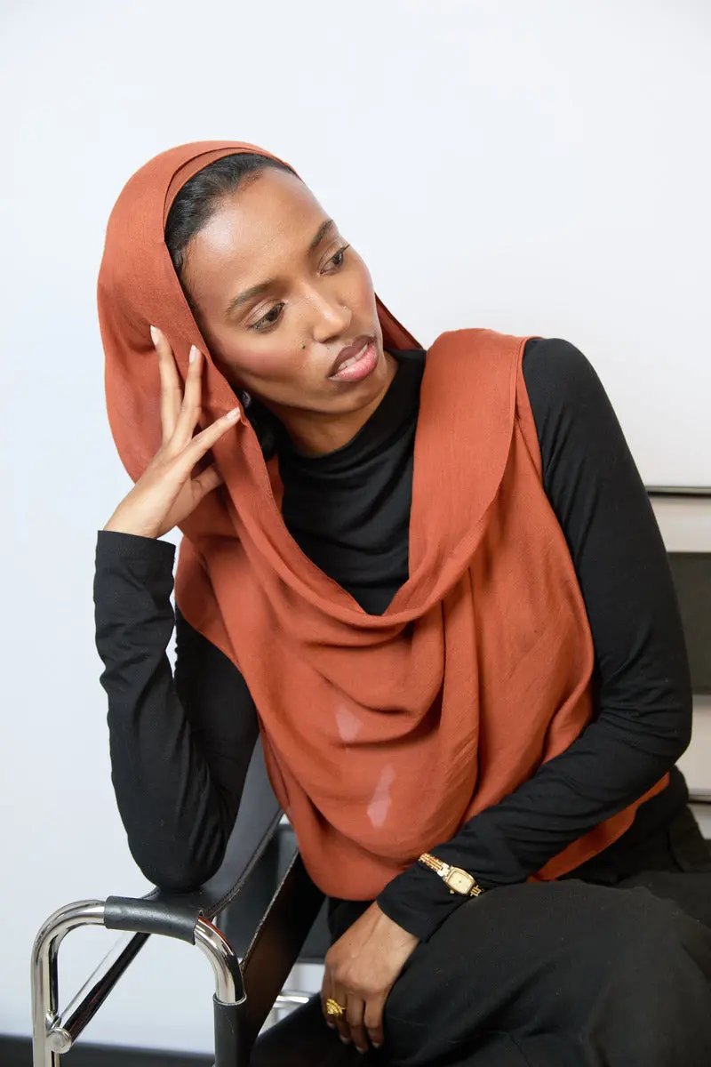 Rust Brown Plain Modal Hijab Dar-Al-Hayya