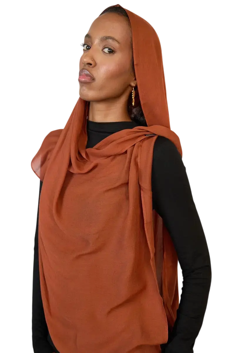 Rust Brown Plain Modal Hijab Dar-Al-Hayya