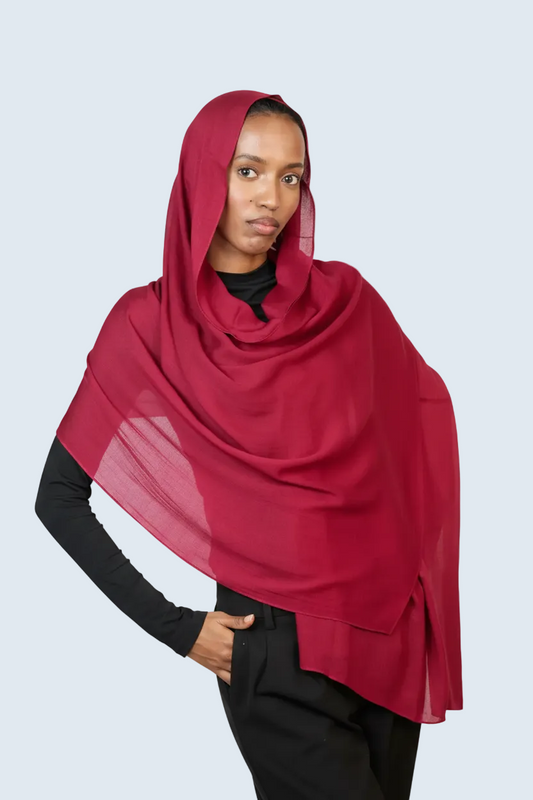 Deep Red Plain Modal Hijab Dar-Al-Hayya