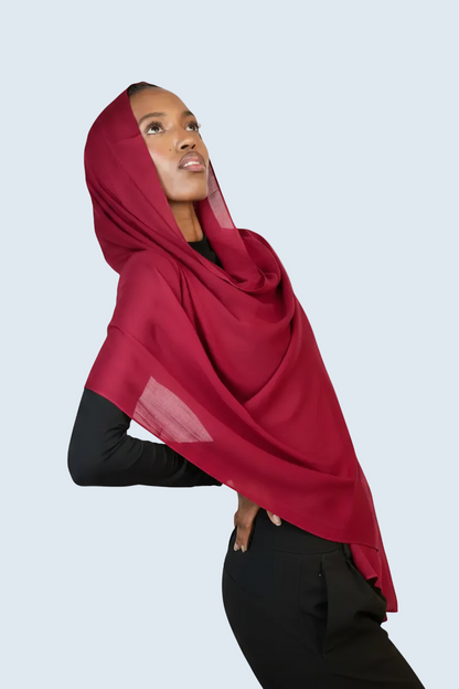 Deep Red Plain Modal Hijab Dar-Al-Hayya