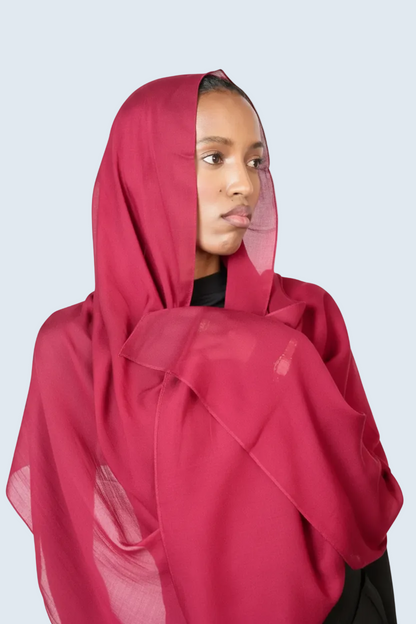 Deep Red Plain Modal Hijab Dar-Al-Hayya