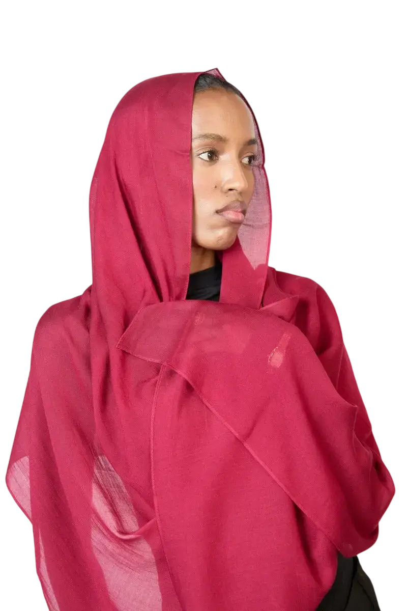 Deep Red Plain Modal Hijab Dar-Al-Hayya