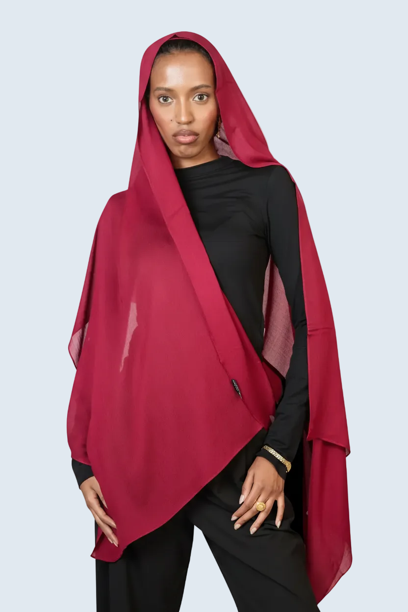Deep Red Plain Modal Hijab Dar-Al-Hayya