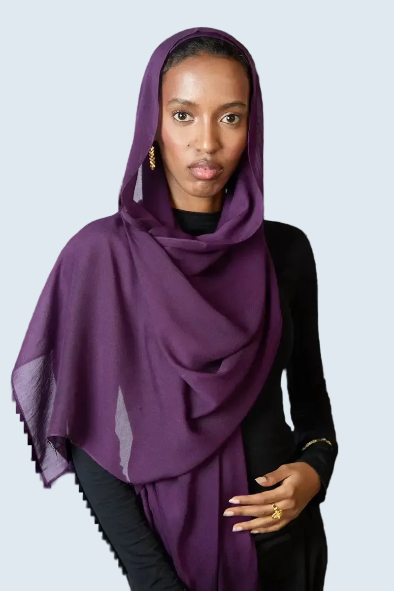 Deep Purple Plain Modal Hijab Dar-Al-Hayya