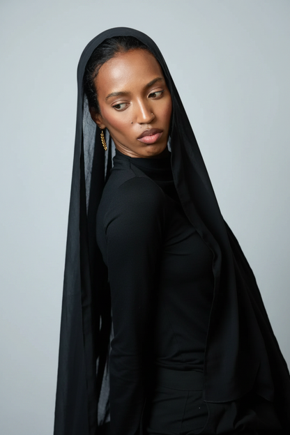 Black Plain Modal Hijab Dar-Al-Hayya