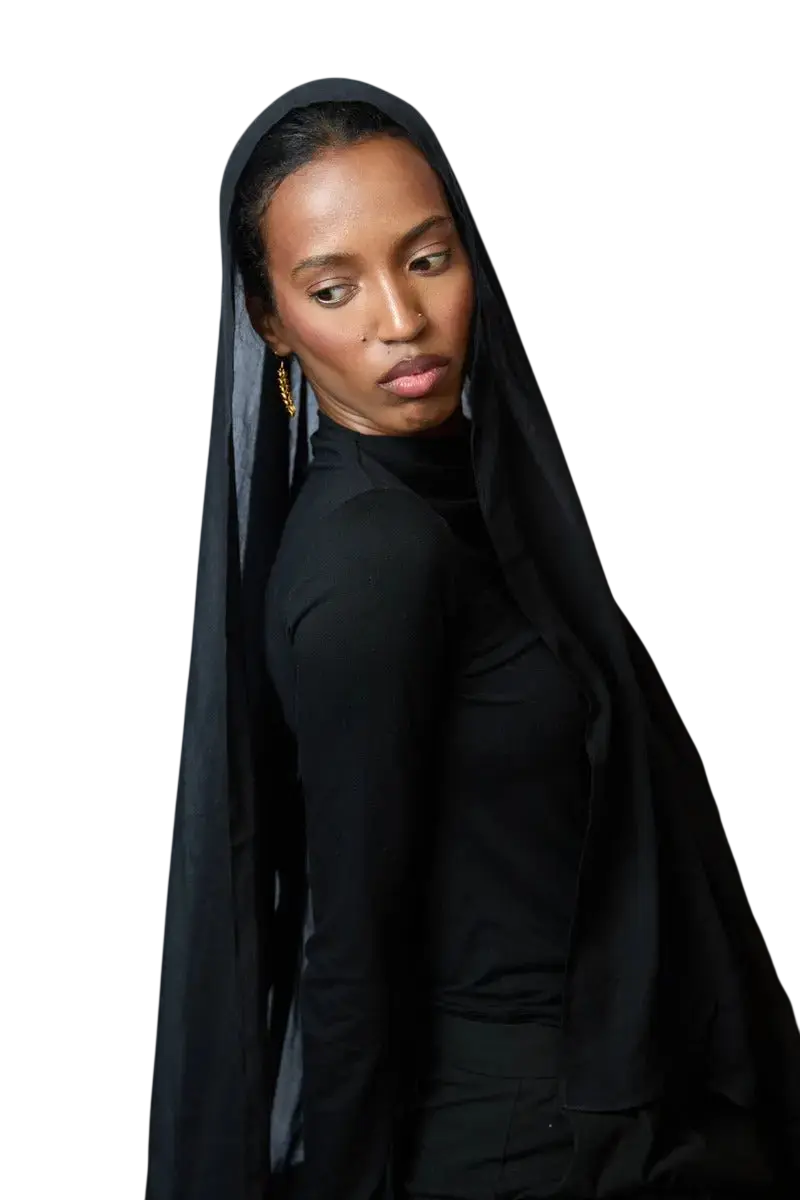 Black Plain Modal Hijab Dar-Al-Hayya