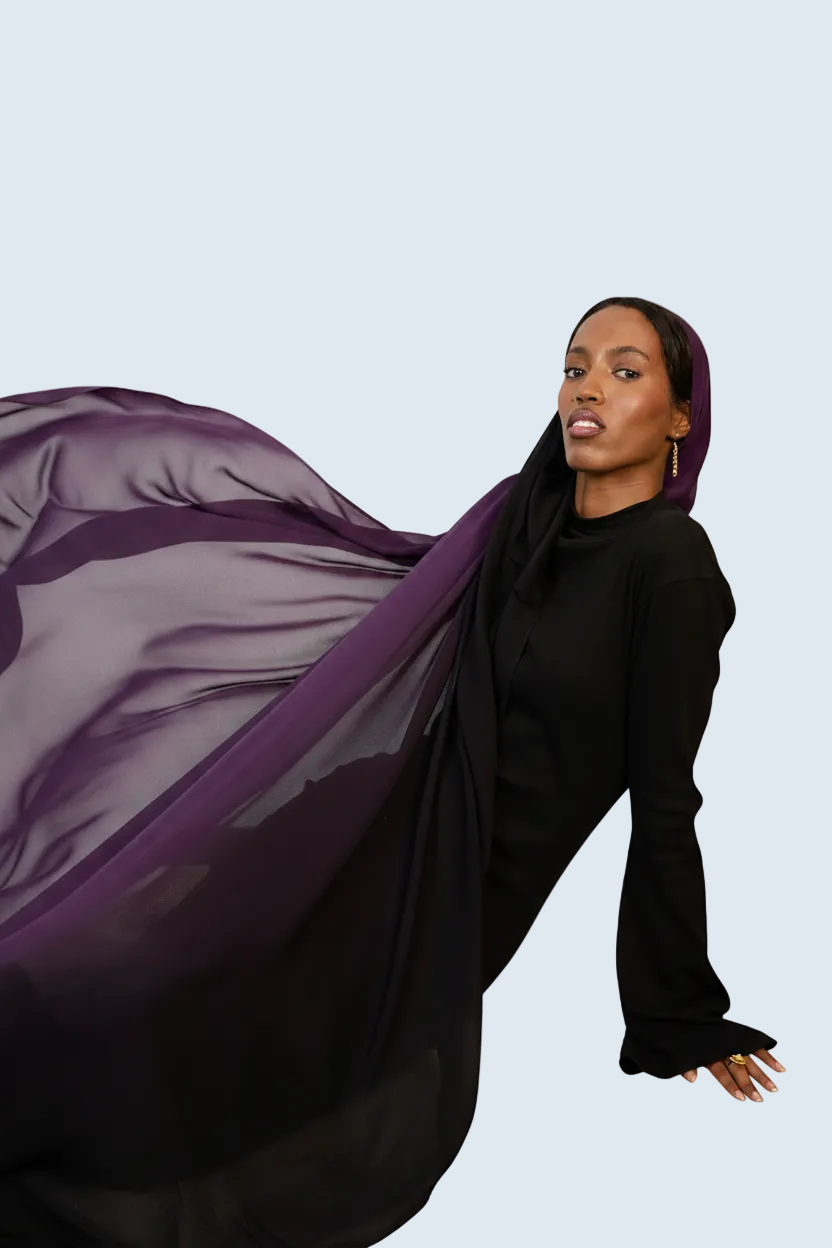 Purple & Black Ombre Modal Hijab Dar-Al-Hayya