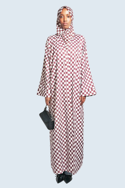 Elegance Brun and Blanc Abaya Dar-Al-Hayya