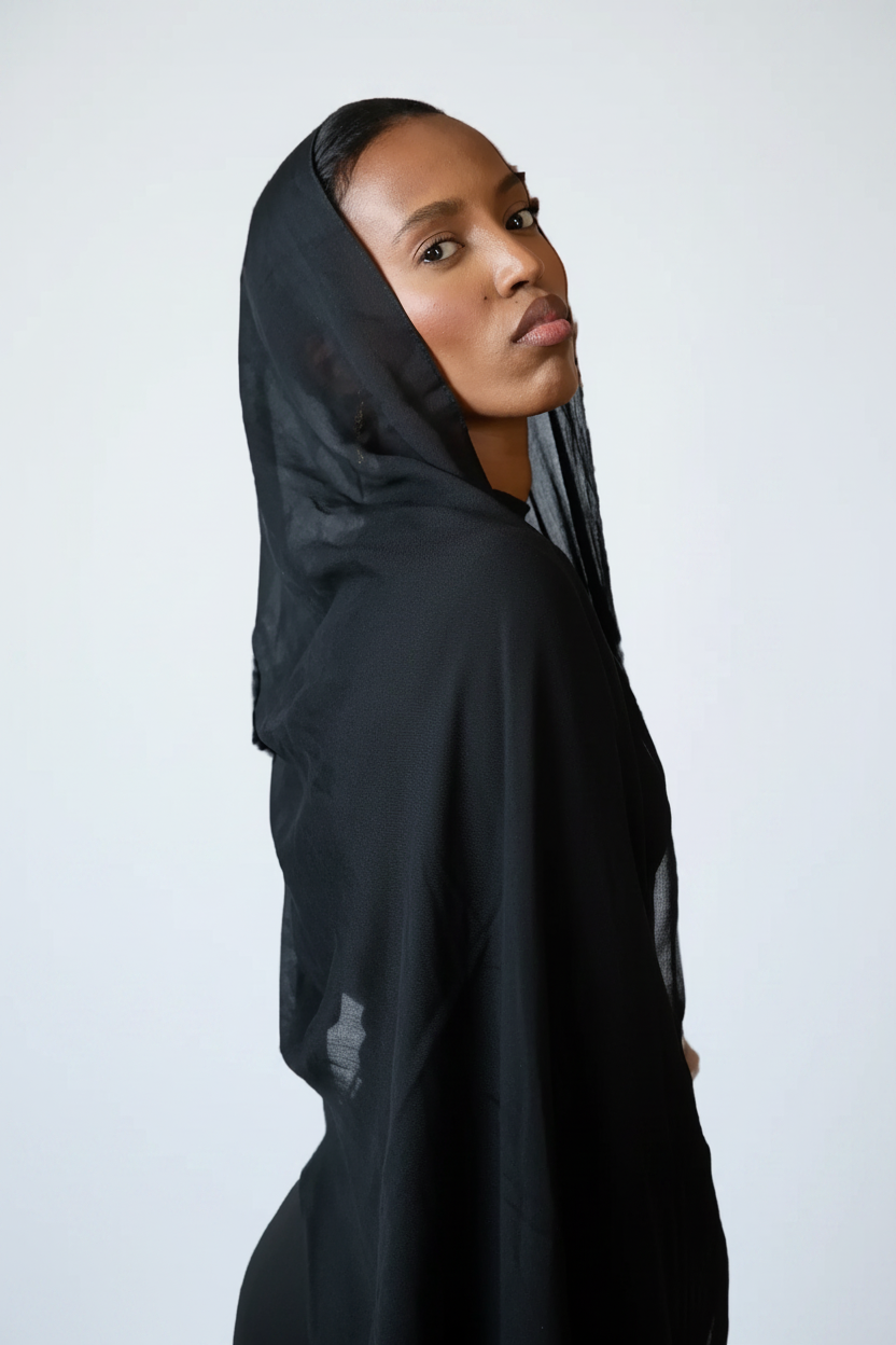 Black Plain Modal Hijab Dar-Al-Hayya