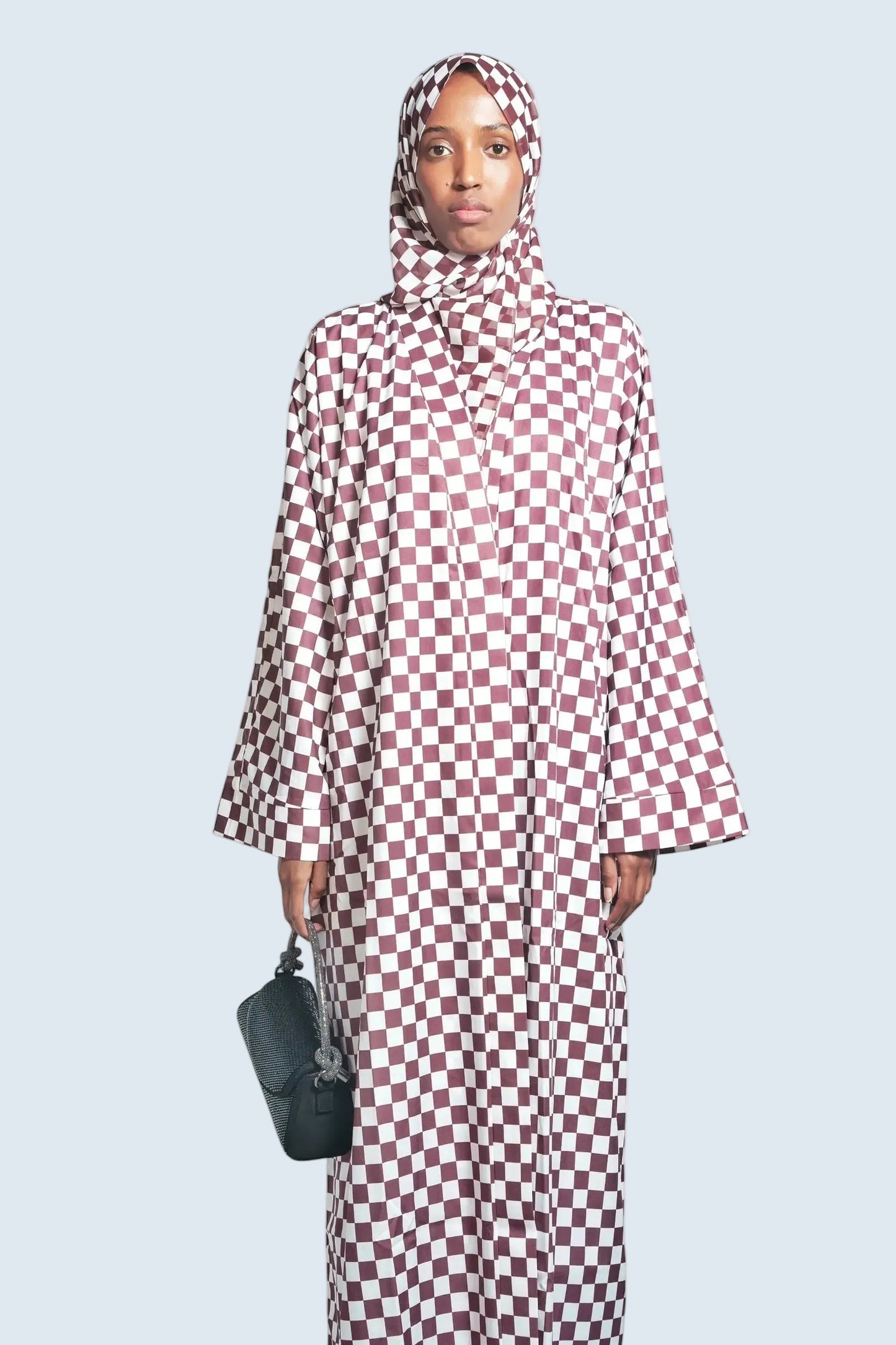 Elegance Brun and Blanc Abaya Dar-Al-Hayya