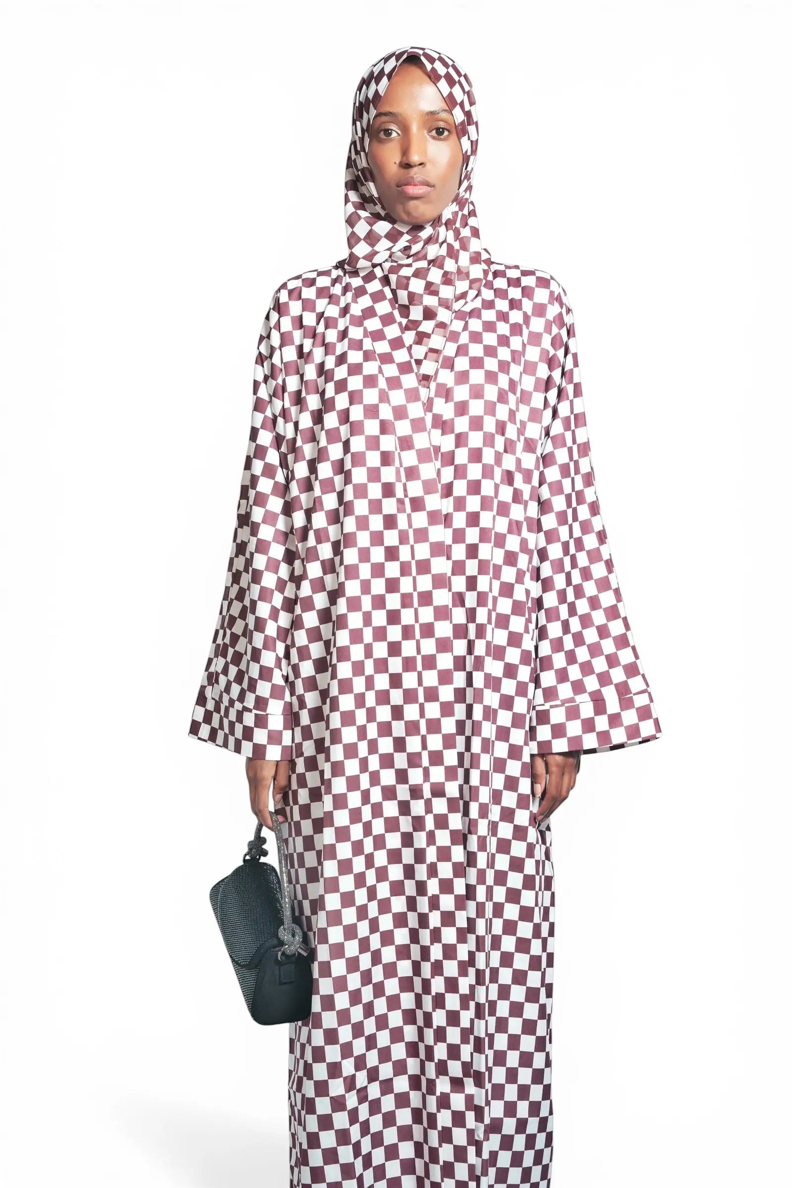 Elegance Brun and Blanc Abaya Dar-Al-Hayya