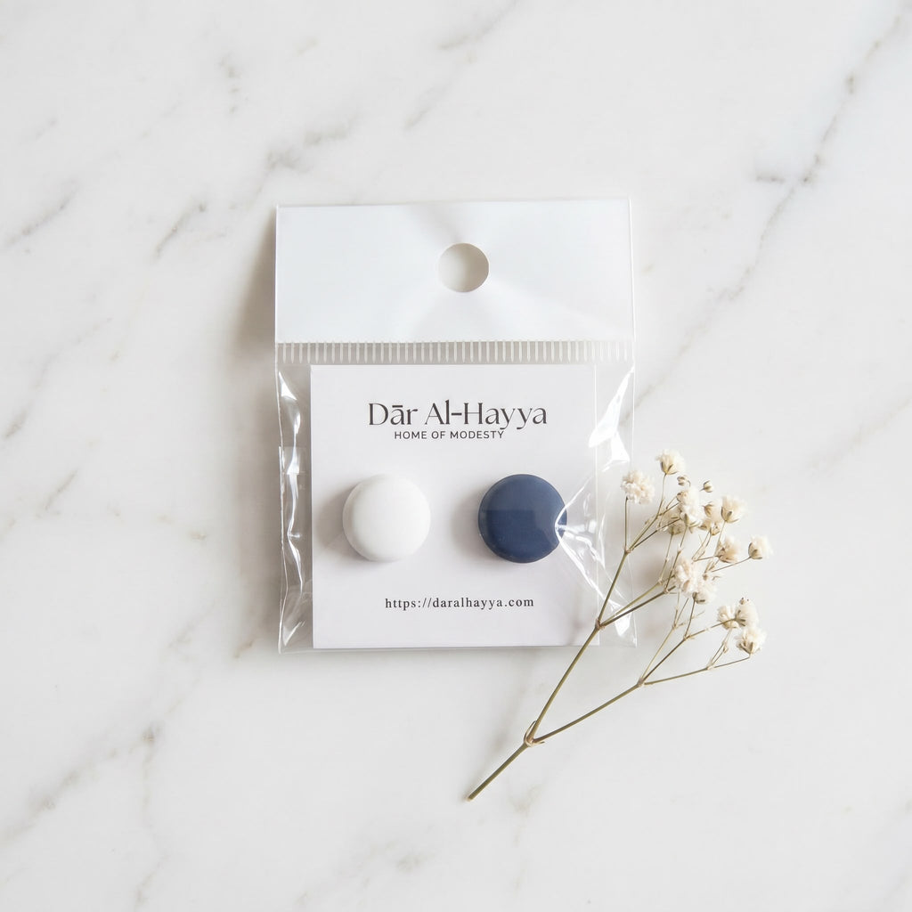 Safa Hold Magnetic Hijab Pins - White & Navy Blue
