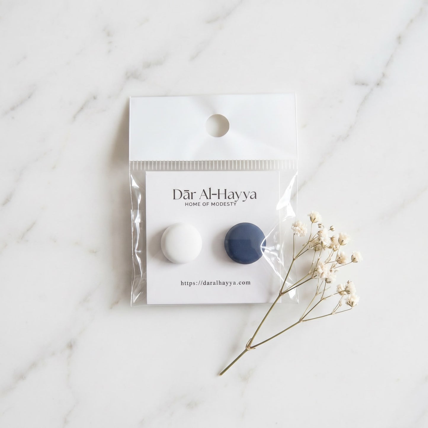 Safa Hold Magnetic Hijab Pins - White & Navy Blue
