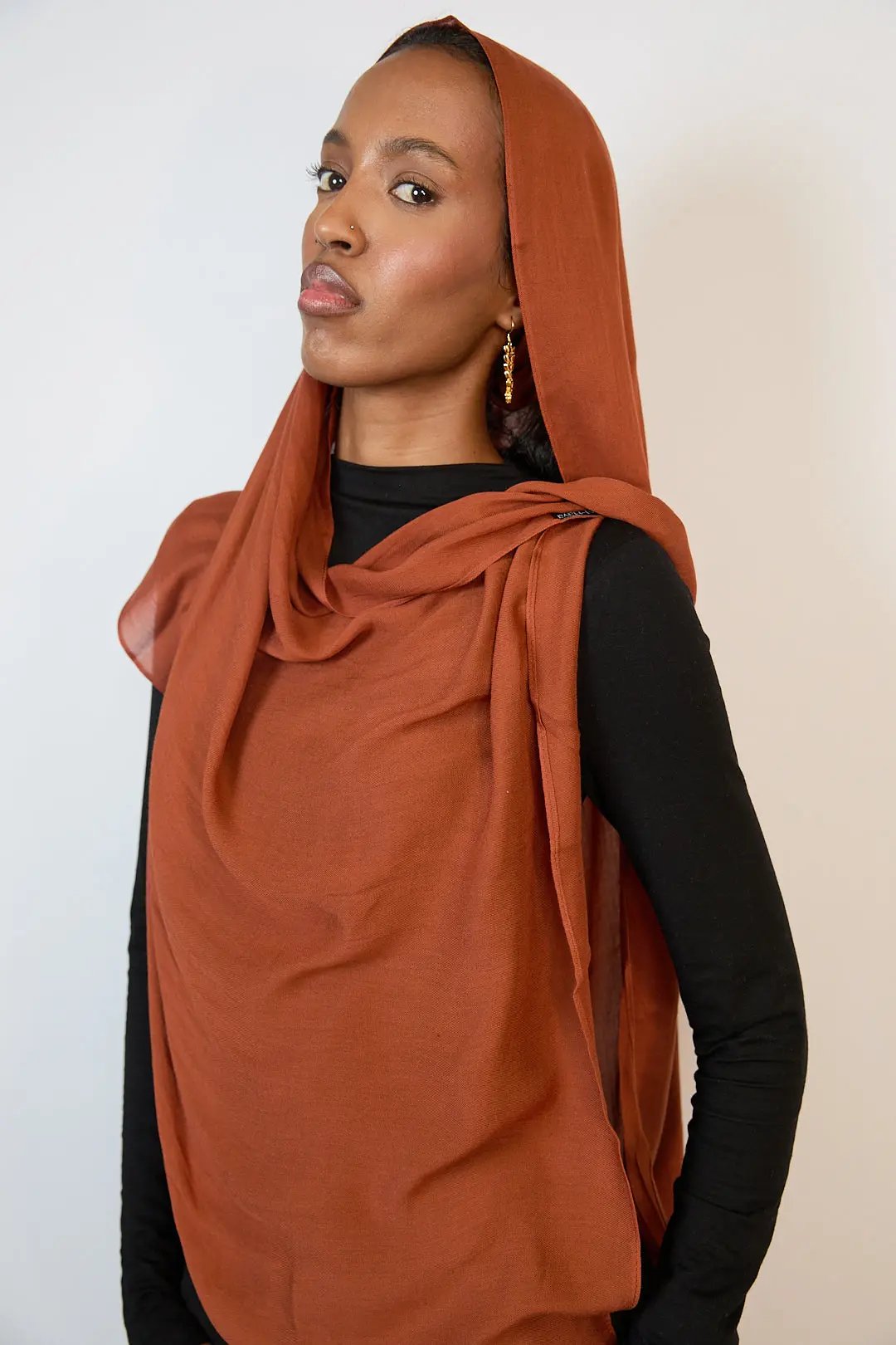 Rust Brown Plain Modal Hijab Dar-Al-Hayya