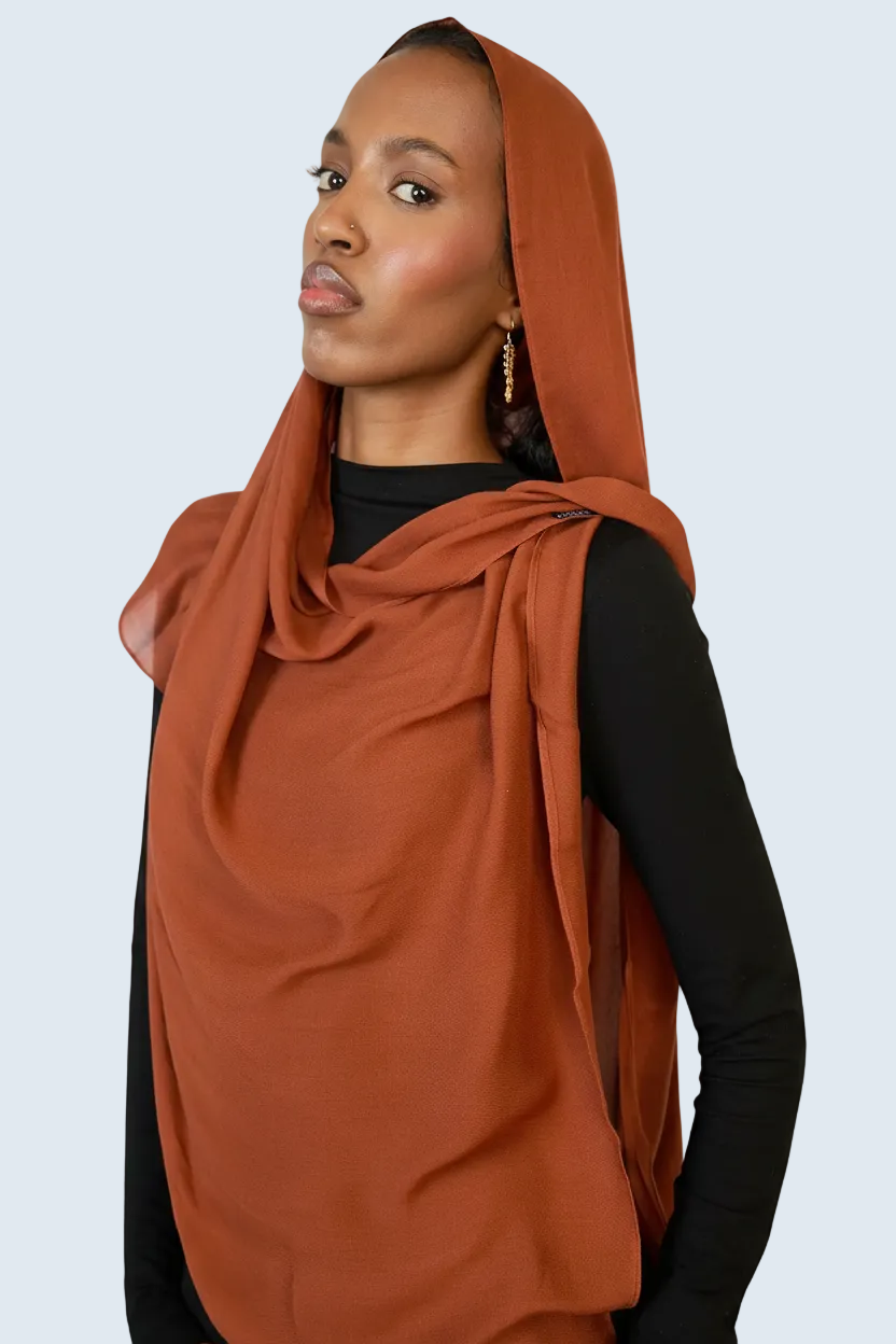 Rust Brown Plain Modal Hijab Dar-Al-Hayya
