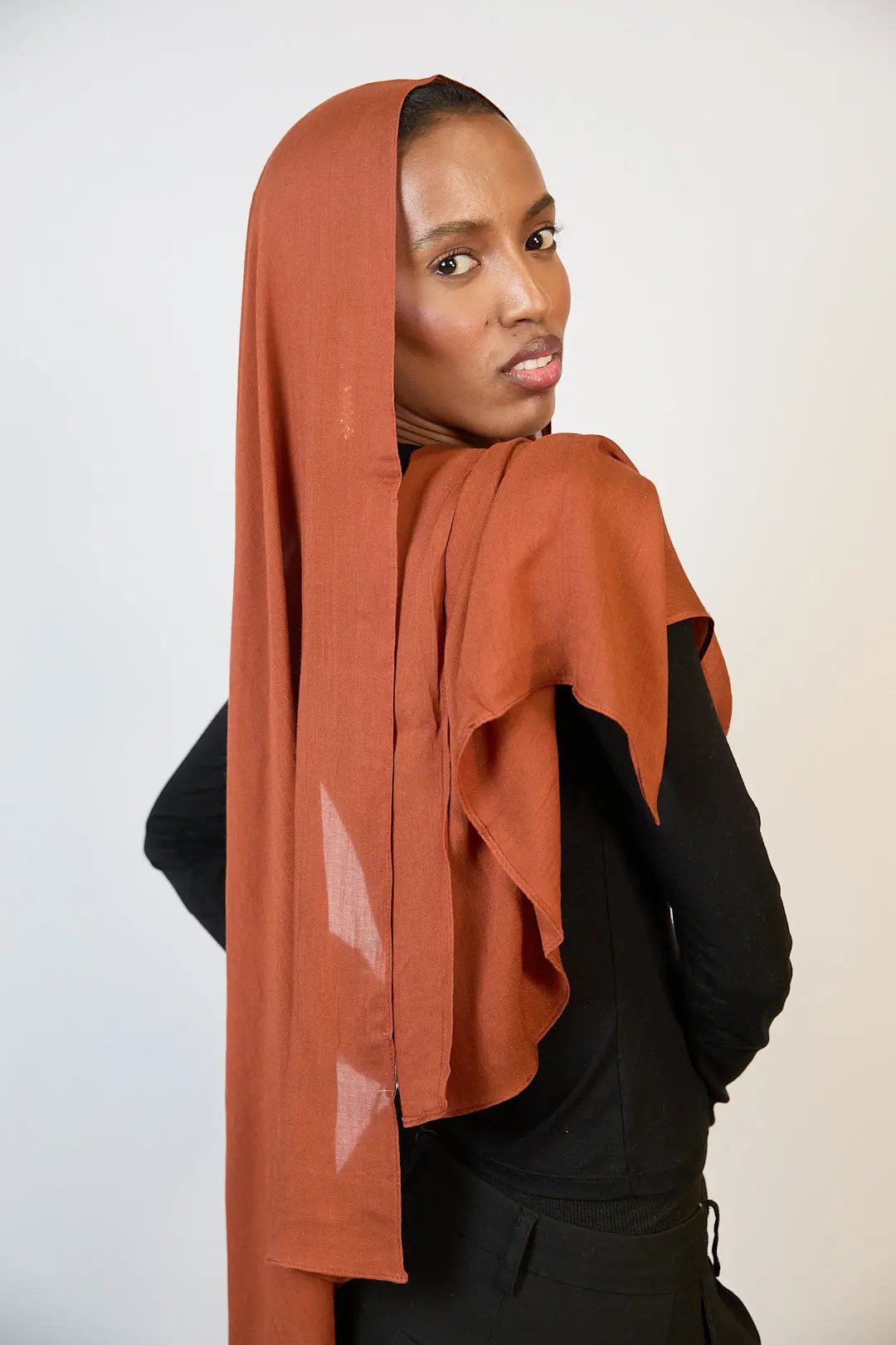 Rust Brown Plain Modal Hijab Dar-Al-Hayya