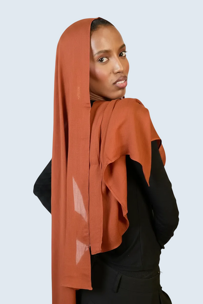 Rust Brown Plain Modal Hijab Dar-Al-Hayya