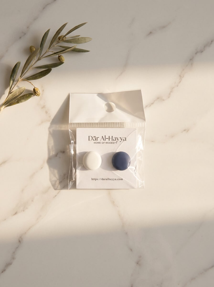 Safa Hold Magnetic Hijab Pins - White & Navy Blue