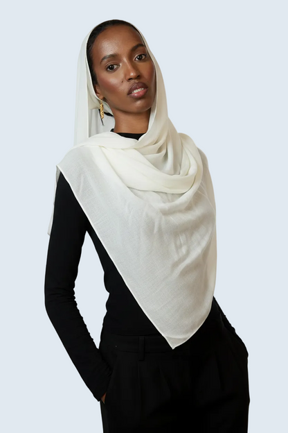 Ivory Plain Modal Hijab Dar-Al-Hayya