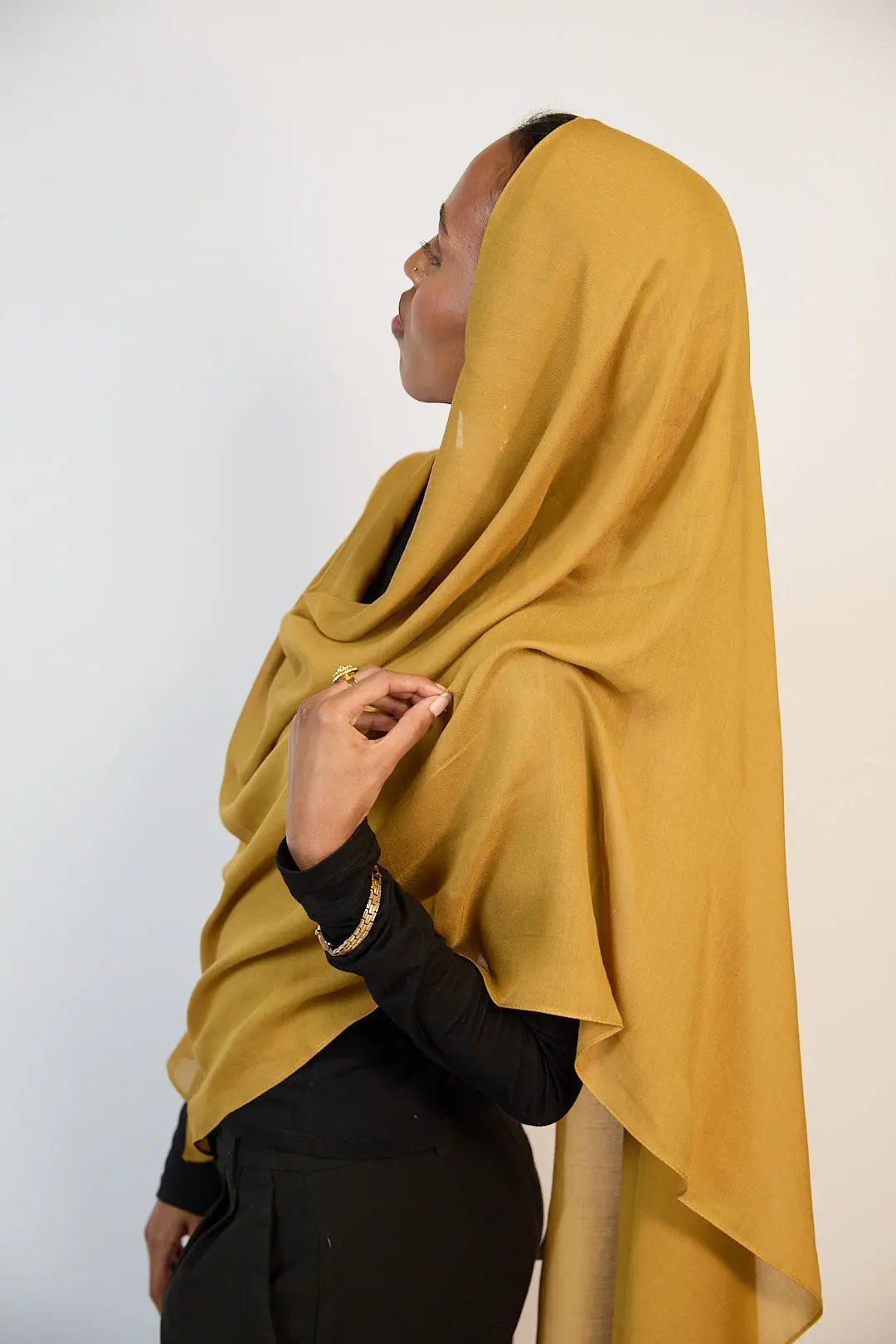 Mustard  Plain Modal Hijab Dar-Al-Hayya