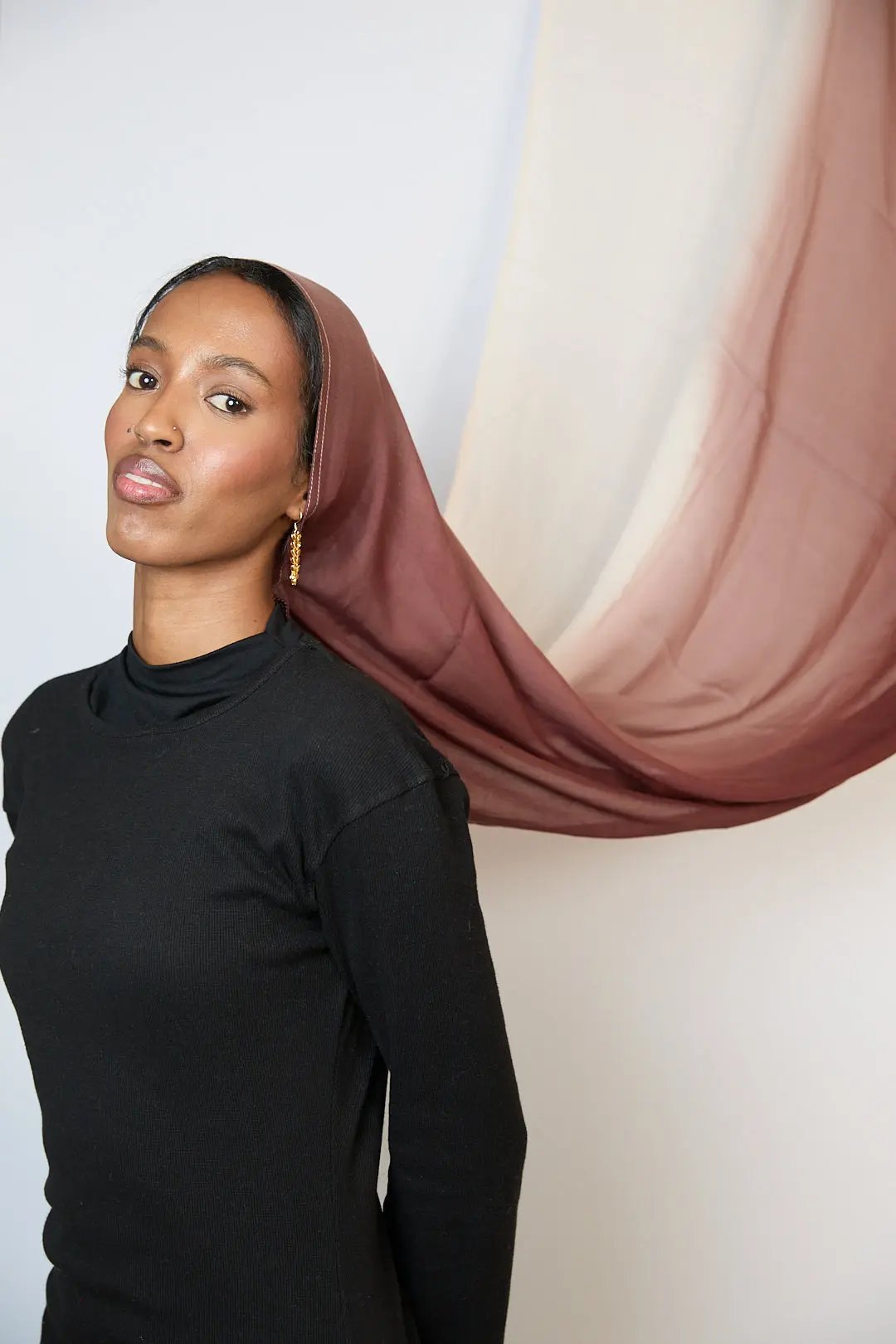 Crimson Blush & White Ombre Hijab Dar-Al-Hayya