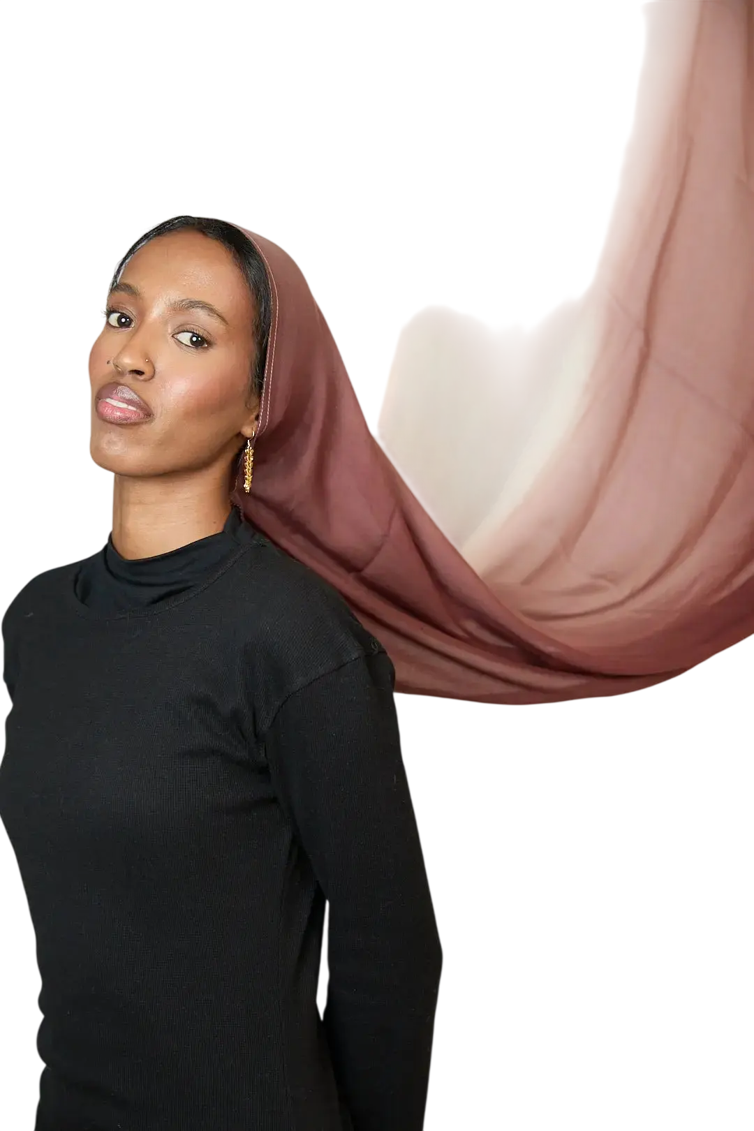 Crimson Blush & White Ombre Hijab Dar-Al-Hayya