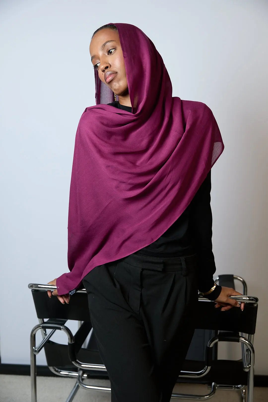 Berry Plain Modal Hijab Dar-Al-Hayya