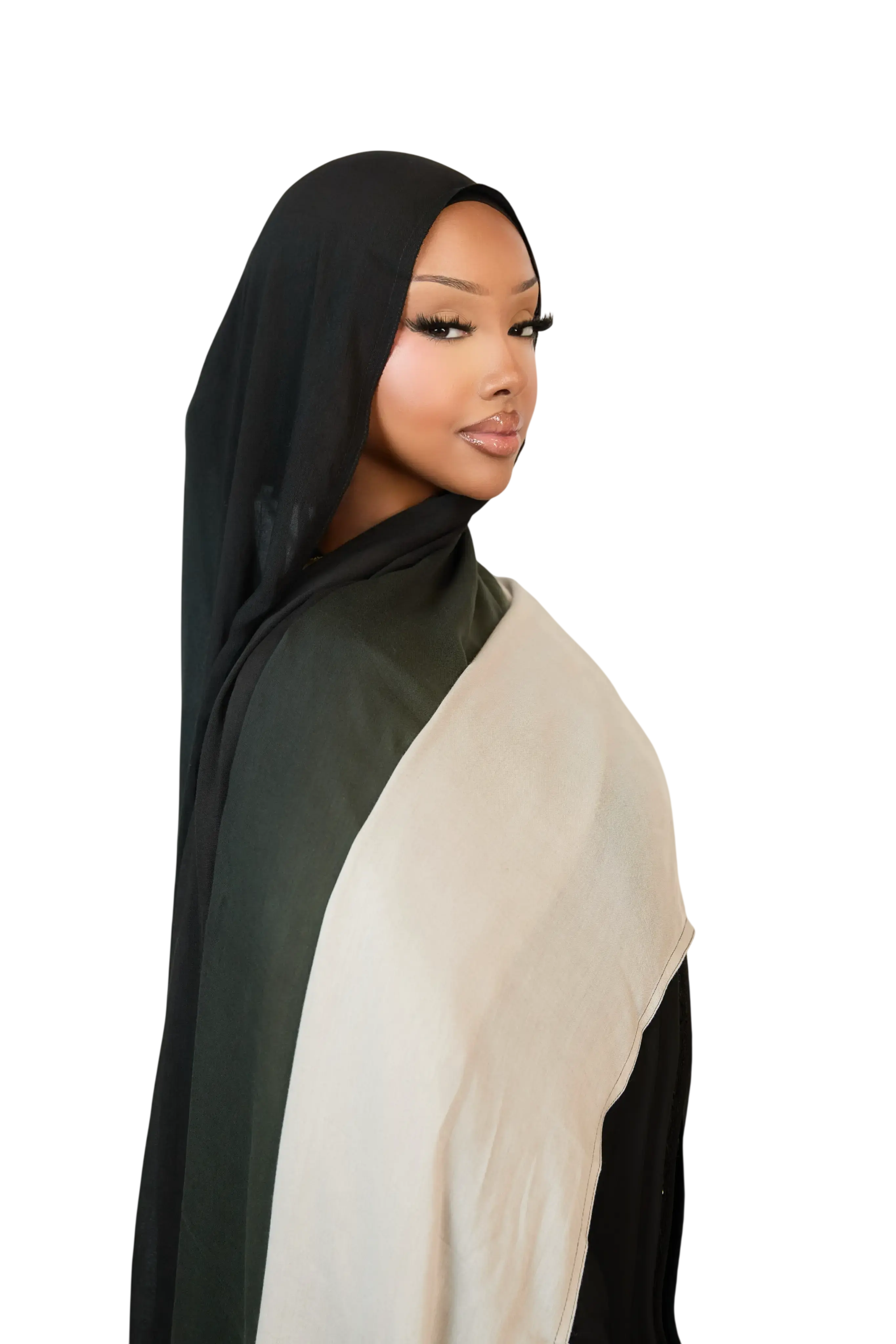 Forest Noir & Silver Ombre Modal Hijab Dar-Al-Hayya