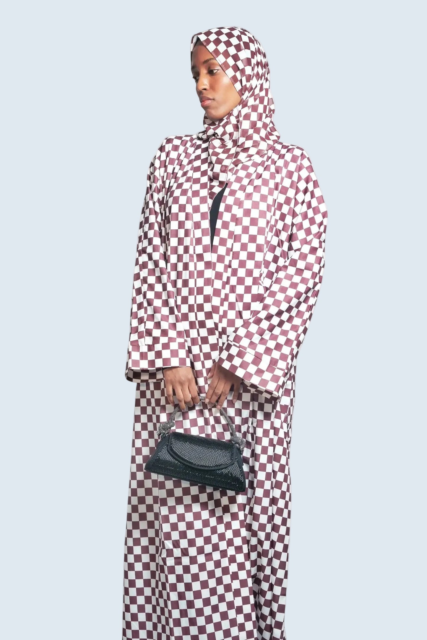 Elegance Brun and Blanc Abaya Dar-Al-Hayya