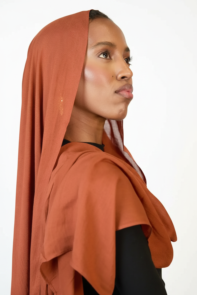 Rust Brown Plain Modal Hijab Dar-Al-Hayya