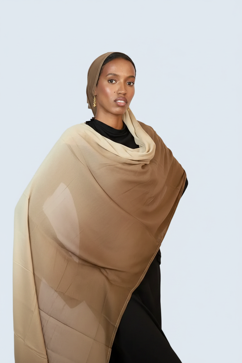 Tan and Cream Ombre Modal Hijab Dar-Al-Hayya