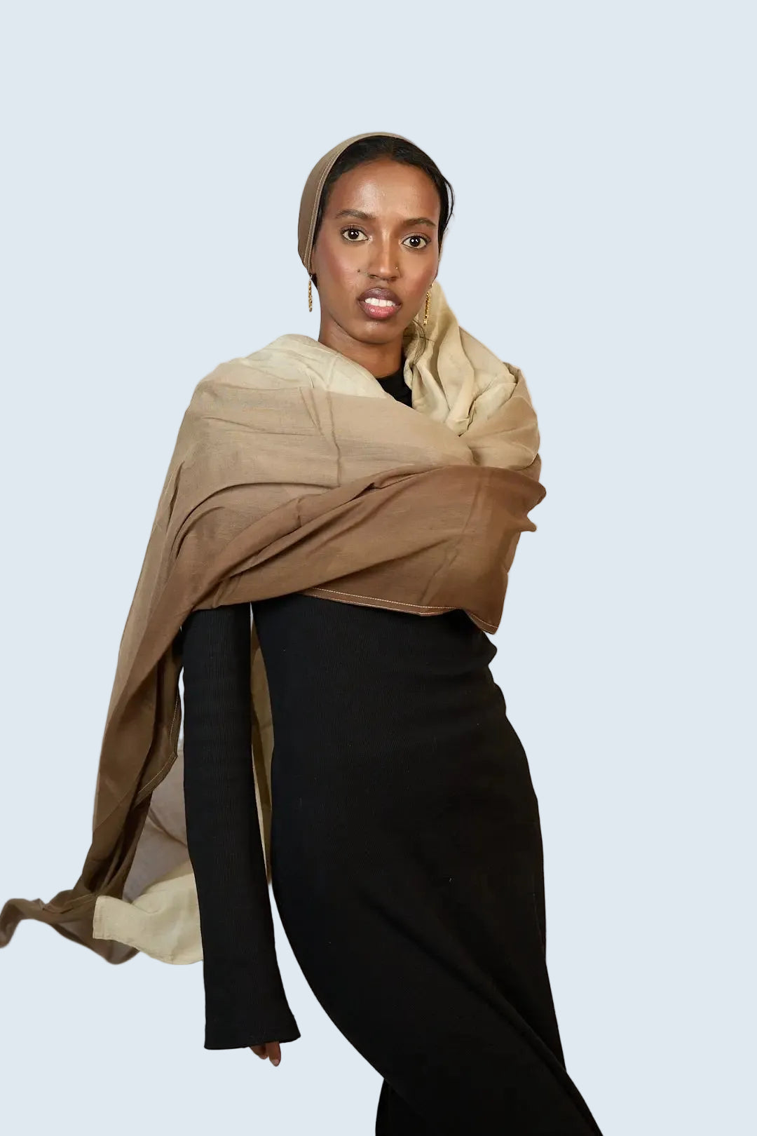 Tan and Cream Ombre Modal Hijab Dar-Al-Hayya