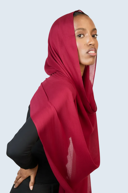 Deep Red Plain Modal Hijab Dar-Al-Hayya