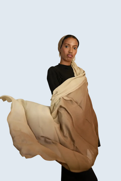 Tan and Cream Ombre Modal Hijab Dar-Al-Hayya