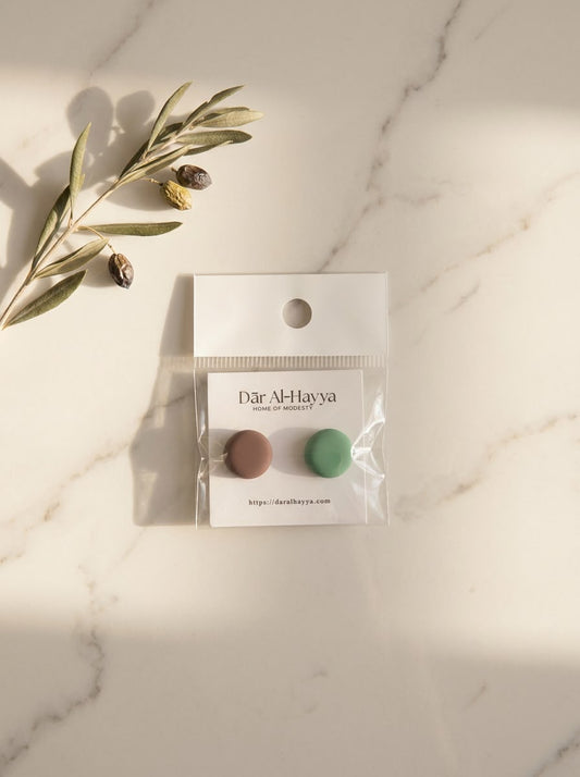 Safa Hold Magnetic Hijab Pins - Brown & Sage Green