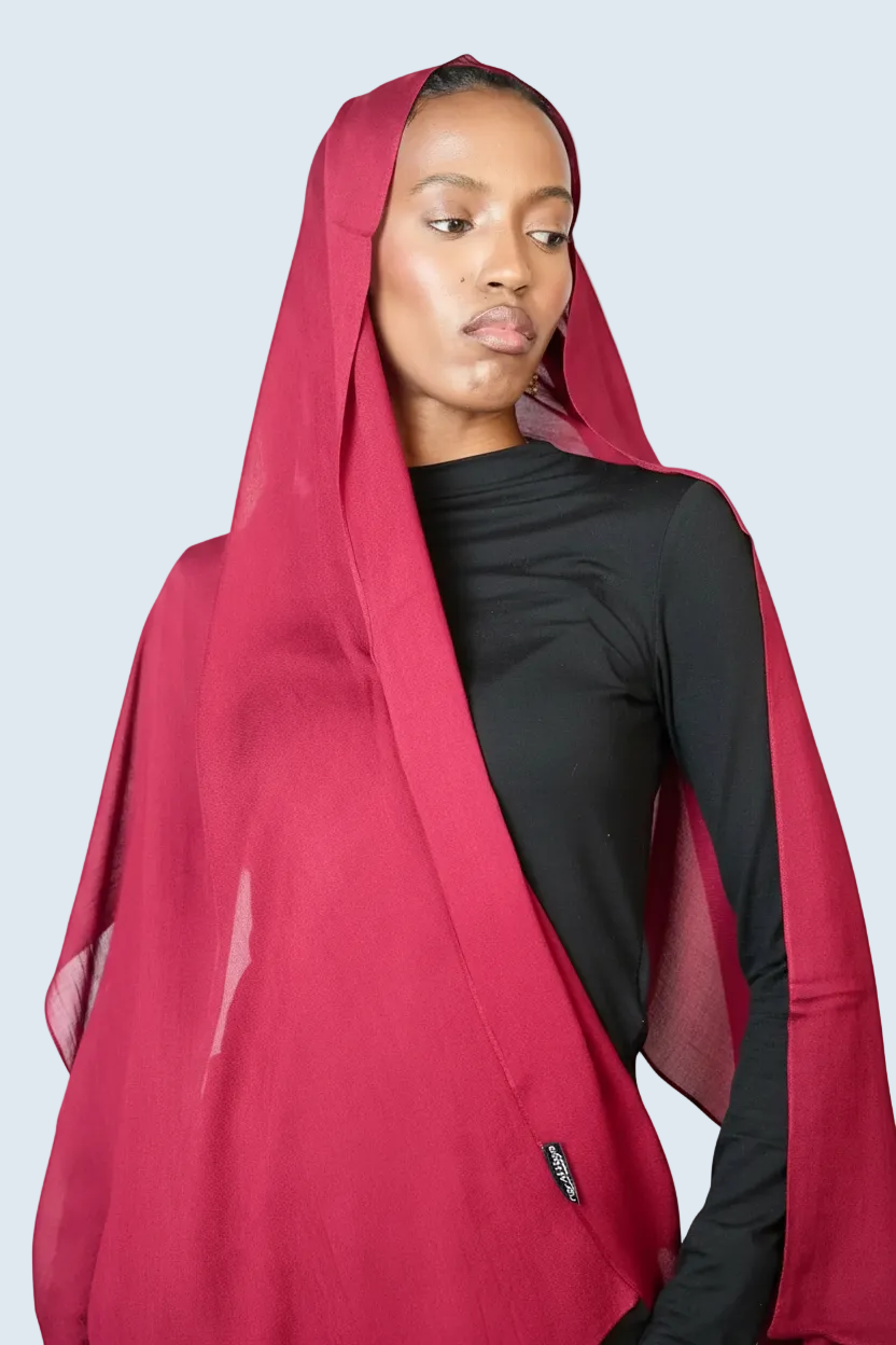 Deep Red Plain Modal Hijab Dar-Al-Hayya