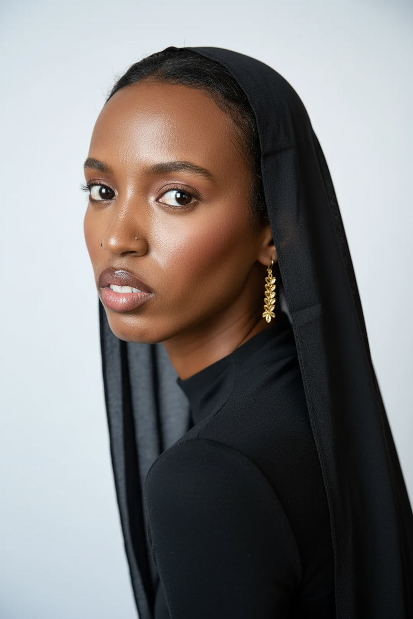 Black Plain Modal Hijab Dar-Al-Hayya