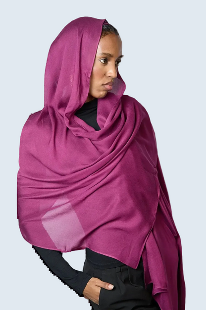 Berry Plain Modal Hijab Dar-Al-Hayya