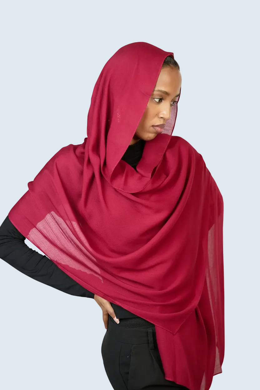 Deep Red Plain Modal Hijab Dar-Al-Hayya
