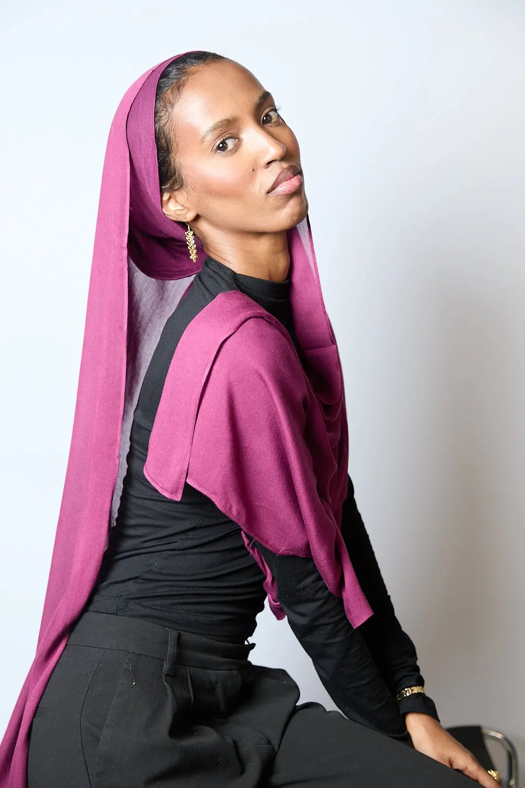 Berry Plain Modal Hijab Dar-Al-Hayya