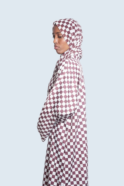 Elegance Brun and Blanc Abaya Dar-Al-Hayya