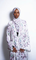 Lilac Wave Floral Print Abaya