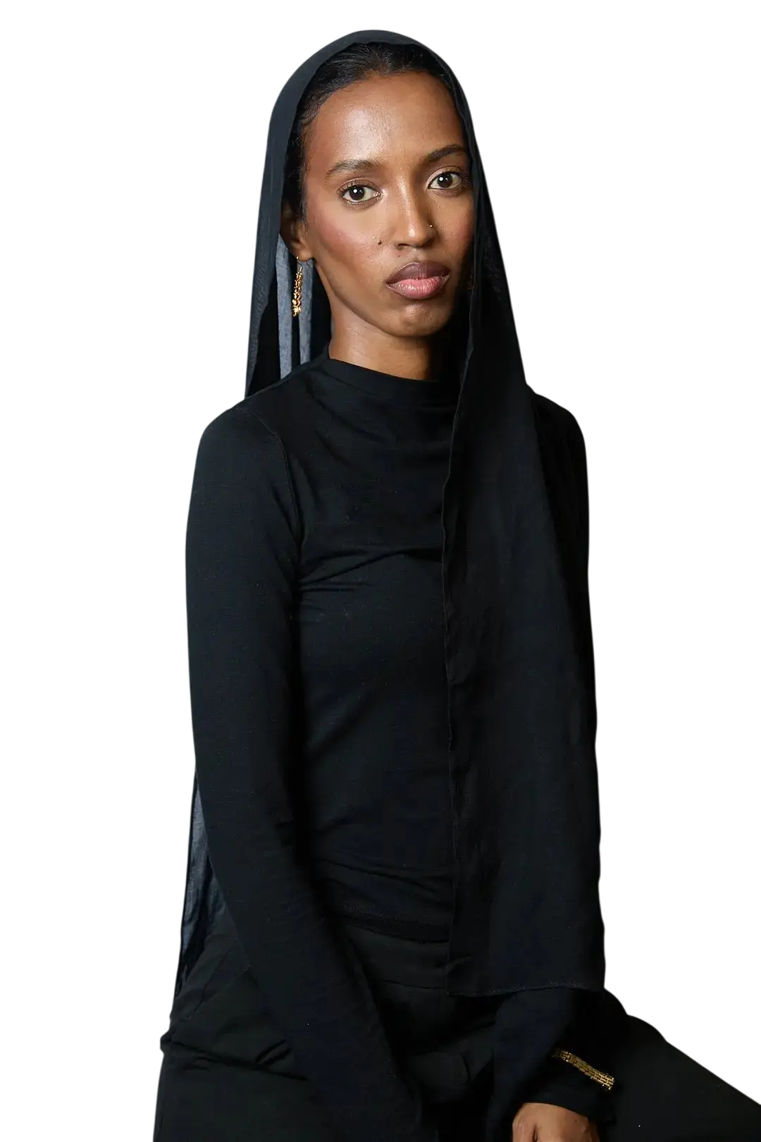 Black Plain Modal Hijab Dar-Al-Hayya