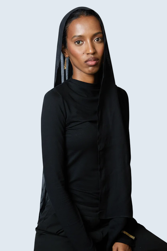 Black Plain Modal Hijab Dar-Al-Hayya