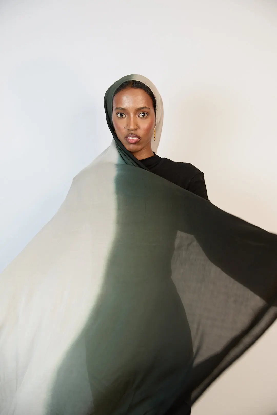 Forest Noir & Silver Ombre Modal Hijab Dar-Al-Hayya