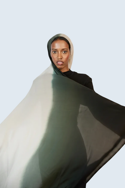 Forest Noir & Silver Ombre Modal Hijab Dar-Al-Hayya
