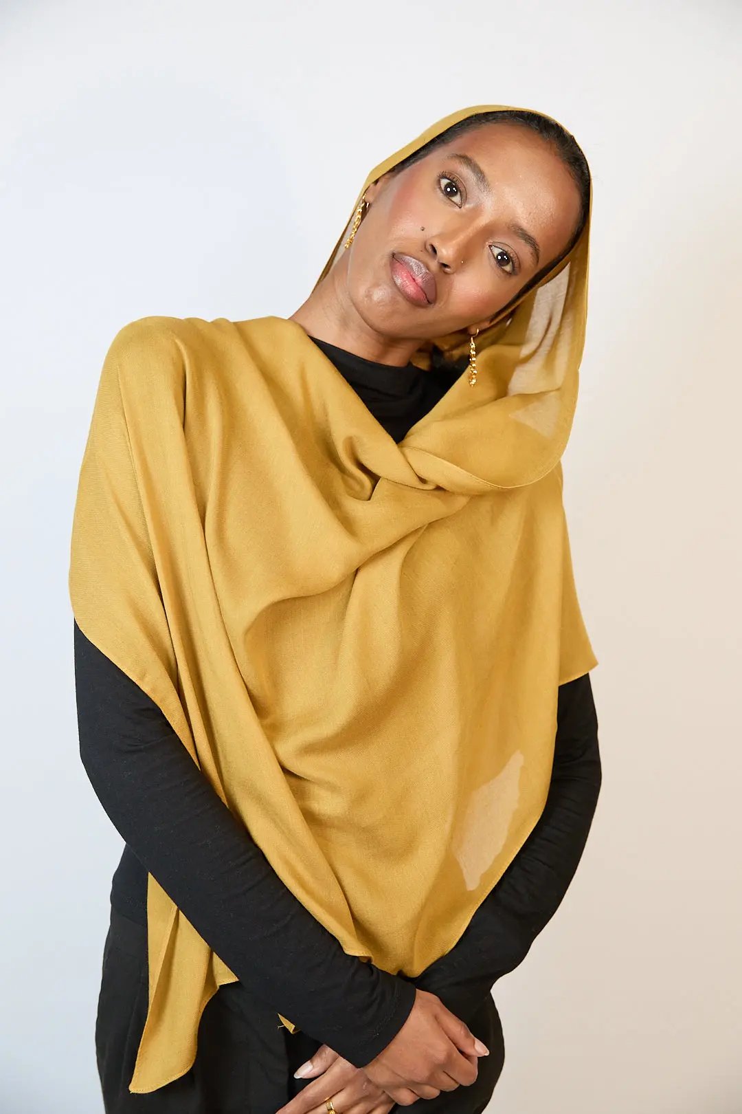 Mustard  Plain Modal Hijab Dar-Al-Hayya