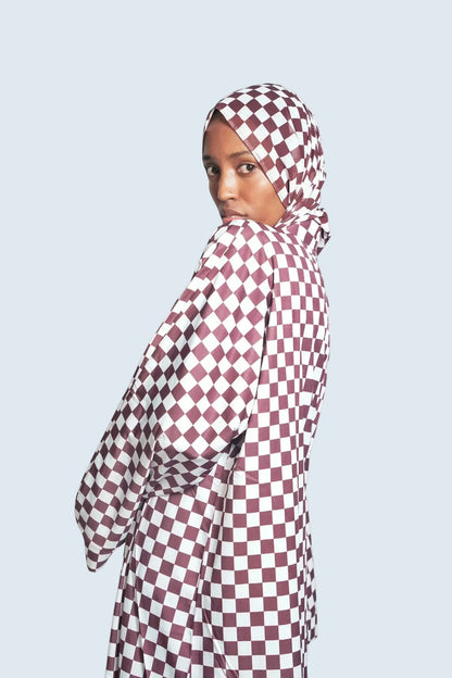 Elegance Brun and Blanc Abaya Dar-Al-Hayya