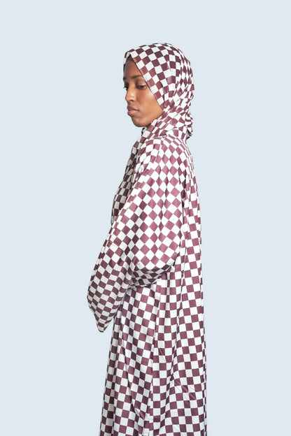 Elegance Brun and Blanc Abaya Dar-Al-Hayya
